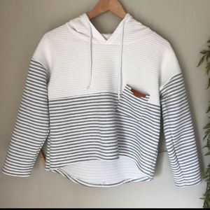 Cropped hoodie white and gray striped
